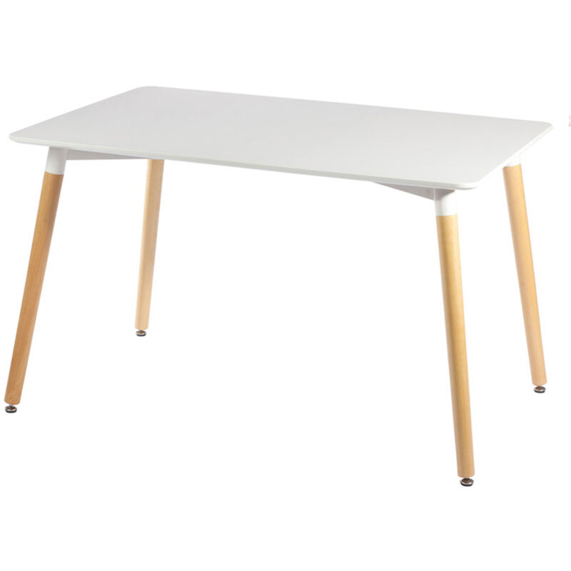 

®Mesa de comedor de diseño escandinavo para 4-6 personas rectangular madera blanca 110 * 60 * 75cm - Wyctin