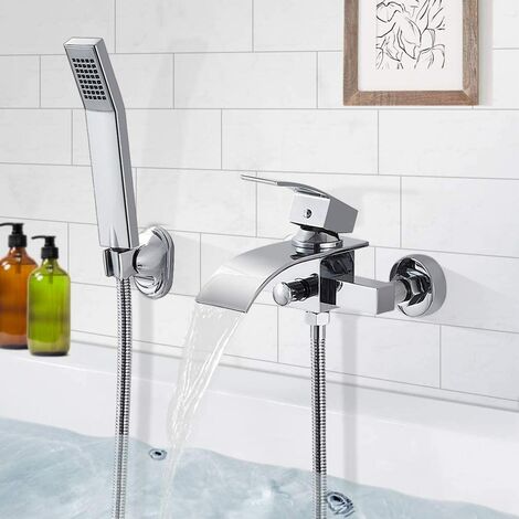 WYCTIN®Robinet de Baignoire avec Douchette Design Classique Douche pour Salle de Bain Mitigeur Design Classique Laiton Chromé Gara
