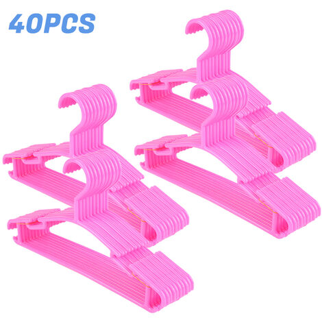 Wyctin Rose Lot De 40 Cintres Pour Bebe Et Enfant En Plastique Sur Crochet Pour Fille Ou Garcon 27x15 Cm Hgam6