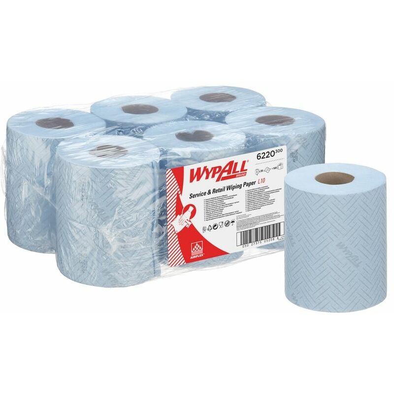 L10 Service Retail Centrefeed Paper Rolls 1-Ply 6 Rolls/280 Wipes Blue (p - Wypall
