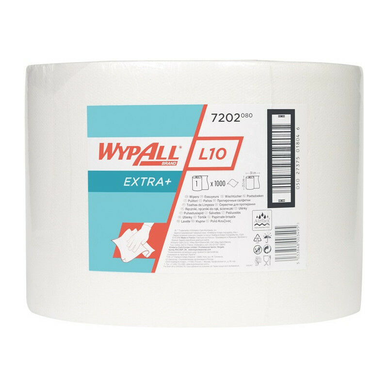 

Paño de limpieza WYPALL L10 EXTRA 7202 L380xW235 aprox. Mm blanco 1 capa, perforado