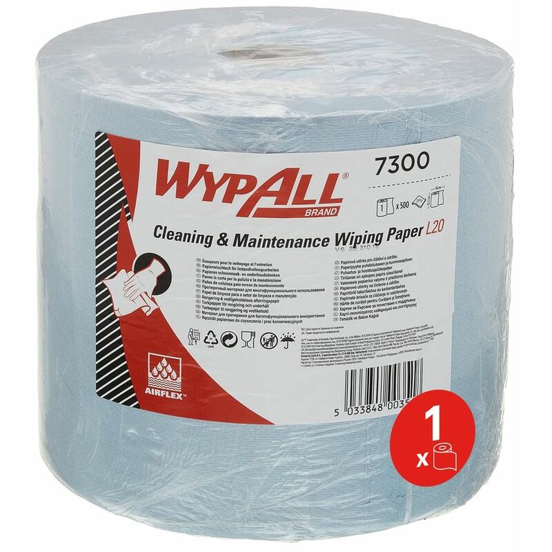 Kimberly-clark - Wypall 7300 Cleaning & Maintenance Wiping Paper L20 Jumbo Roll, 2 ply, Blue (1 r