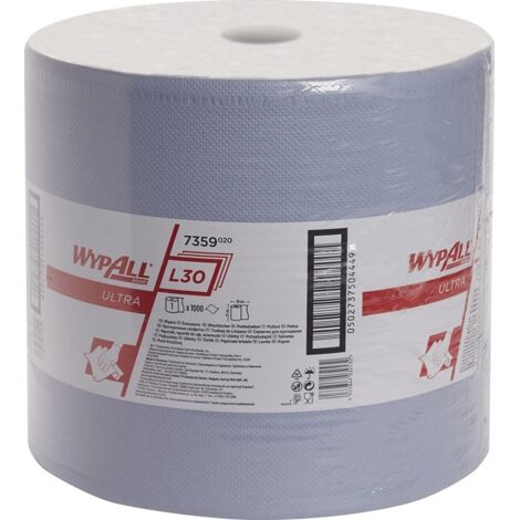 WypAll L30 blaue Reinigungstücher für Reinigung + Wartung, 1 blaue Rolle x 1.000 blaue, 3-lagige Reinigungstücher