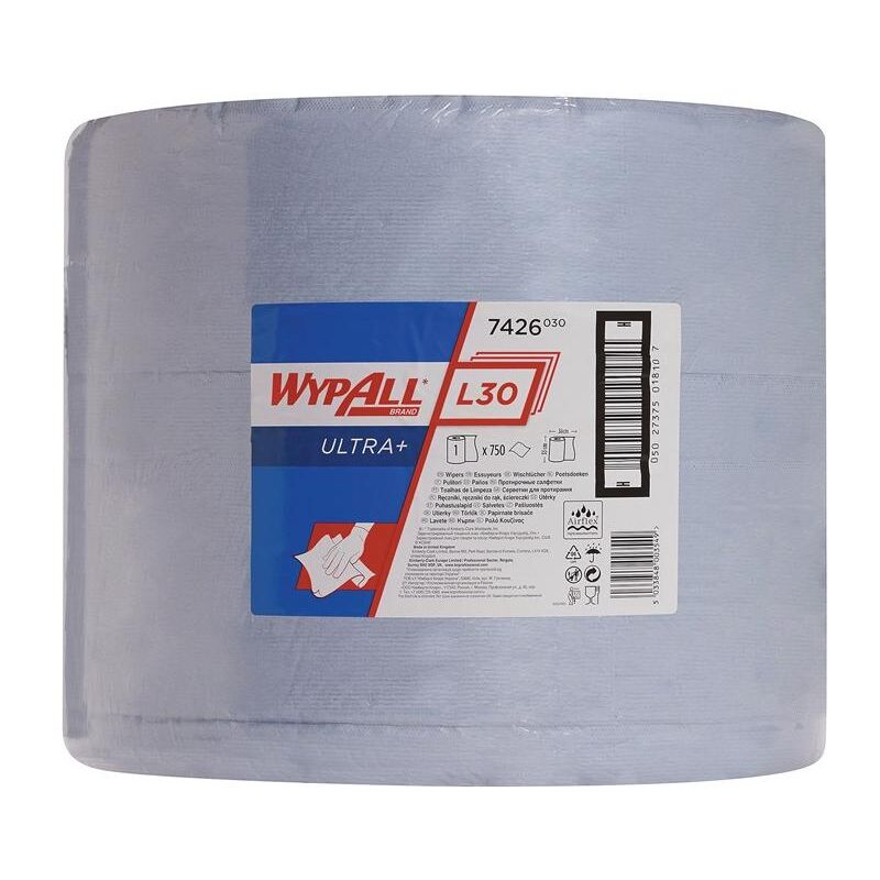 Essuie-tout WYPALL L30 ULTRA 7426 L380xl330env. mm 3 épaisseur, perforé bleu Rolle