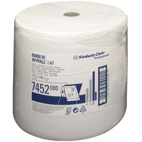 WYPALL Wischtuch WYPALL L40 7452 L.ca.315 mmxB.ca.310 mmweiß 1-lagig 750 Tücher / Rolle