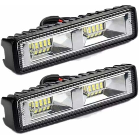 x 12V 24V LED-Arbeitsscheinwerfer, 16 LEDs, 48W, Offroad-Arbeitsscheinwerfer, IP67 wasserdicht, für Traktor, Motorrad, Auto, LKW, ATV, SUV (48W)