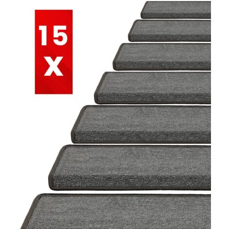 x 15 Tapis d'escalier London, Gris foncé, 23,5 x 65 cm, Rectangulaire