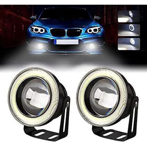 x 2,5 Zoll LED-Nebelscheinwerferlampen 12 V 30 W 6000 K Tagfahrlicht mit weißen Angel Eyes Ersatz-Nebelscheinwerfer-Tagfahrlicht