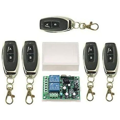x 2CH 433MHZ Channel Remote Control/Wireless Remote Switch + 1x Receiver, For Windows, Entrances, Garage Doors, Alarm Systems
