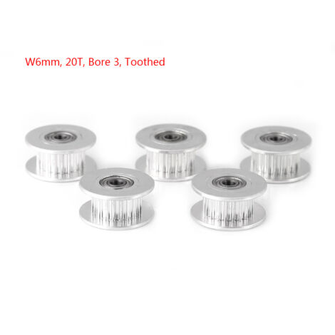 x 2GT Aluminium-Zahnriemenscheiben für 3D-Drucker (Breite 6 mm, 20 Zähne, 3 mm Bohrung)
