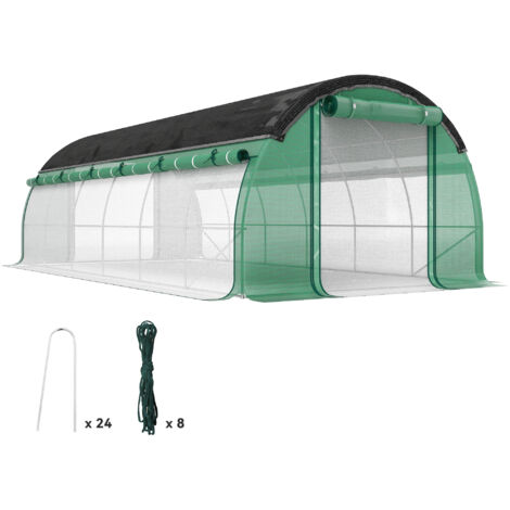 x 3 x 2 m Grow Tunnel with Plastic Cover, Shade Cloth, Removable Side Walls and Steel Frame, Green