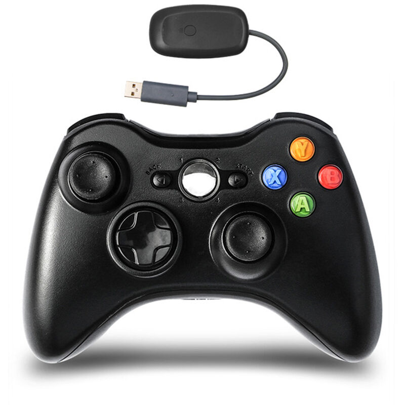 

X-360 Controlador inalambrico BT Gamepad Controlador de juegos Mango de juego de vibracion de 30 pies de distancia, Negro