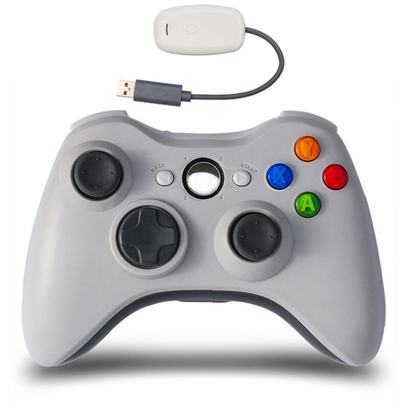 

X-360 Controlador inalambrico BT Gamepad Controlador de juegos Mango de juego de vibracion de 30 pies de distancia, blanco