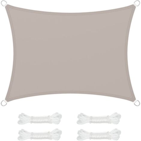 x 4 m großes Sonnensegel, wasserdicht, mit einer Wassersäule von 665 mm, reißfestem Polyester-Sonnenschutz, 93 % UV-Schutz, für Terrasse, Garten, Balkon, rechteckige Form, 2 Seile