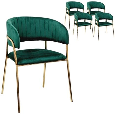 COMPRALO NEW x 4 Sedia New Velvet in Velluto Verde Gambe Oro