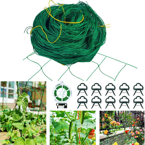x 5 m Red de jardín Red de plantas trepadoras Enrejado de jardín con 10 clips Cable de 20 m para cosecha Pepino Vegetal Tomate
