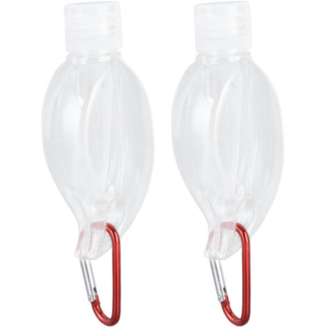 x 50 ml Reiseflaschen mit Clipverschluss und Schlüsselring, transparente, auslaufsichere, wiederbefüllbare und weiche Behälter in Ahornblattform