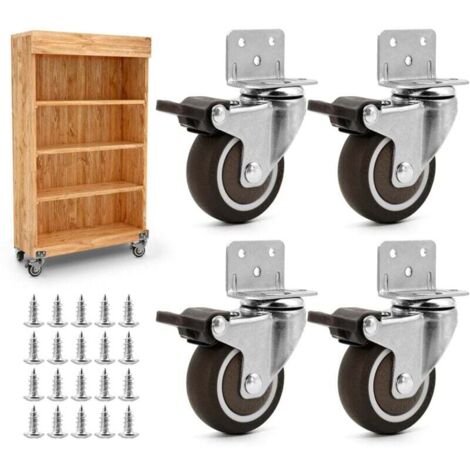 x 50 mm Möbelrollen. Lenkrollen mit 4 Bremsen. Räder mit Bremse. Wird mit 20 Bolzen geliefert. Lenkrollen für schwere Lasten, schwere Möbel, Sofas, Regale, Bücherregale usw.