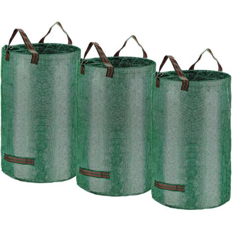 x 500 l große Gartensäcke, XXXL robuste Gartenabfallsäcke mit Doppelgriff, selbststehender und faltbarer Abfallsack, wiederverwendbarer Gartensack, (PP) Trockensack für Gemüse