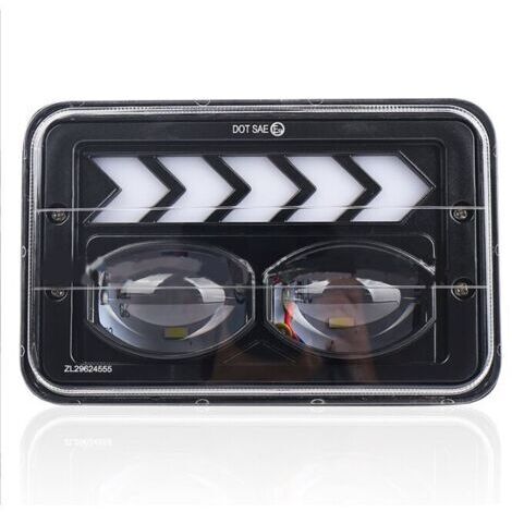 x 6 Zoll rechteckiger 5 x 7 Zoll LED-Scheinwerfer mit pfeilförmigem Angel Eye Halo-Ring und weißem Tagfahrlicht und gelbem Blinker als LKW-Ersatz H6014 H6054 6054 H6052 (2 Stück)