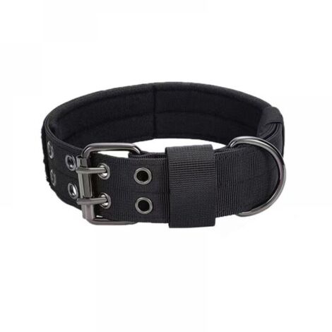 x Collare per cani imbottito regolabile in stile militare nero XL (50-60) Collare per cani in nylon con fibbia in metallo per addestramento cani di taglia media e grande