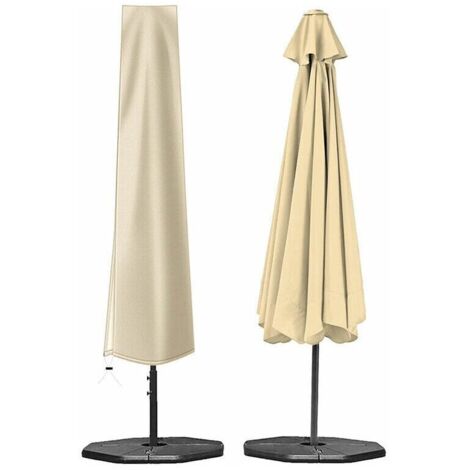 x copertura per ombrellone, doppia copertura per ombrellone impermeabile e resistente ai raggi UV in tessuto Oxford 210D con protezione con cerniera, 1903050 cm-beige