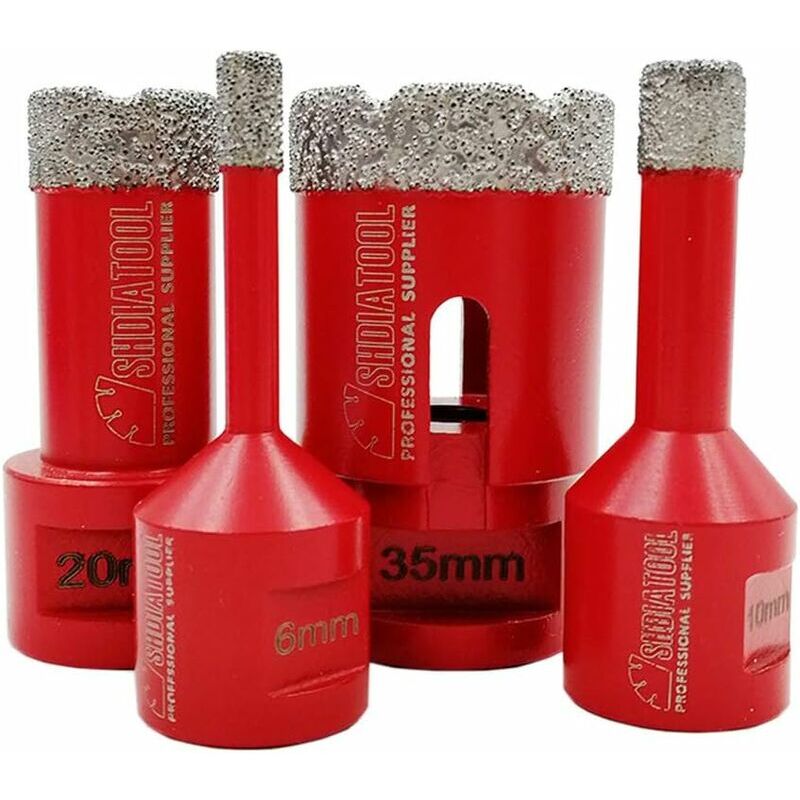 x Forets diamantés 6 mm/10 mm/20 mm/35 mm mèches brasées sous vide avec filetage M14 pour forage à sec carreaux de porcelaine granit marbre