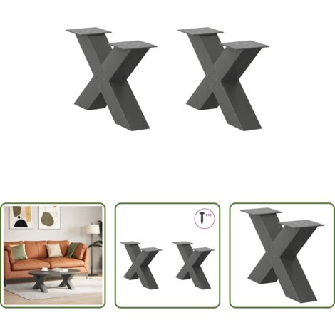 X-Form -  Couchtischbeine X-Form 2 Stk. Anthrazit 60x(30-31) cm Stahl