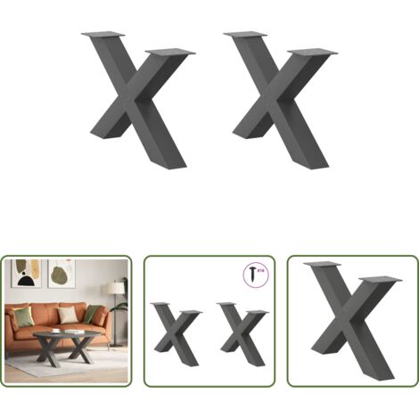 X-Form -  Couchtischbeine X-Form 2 Stk. Anthrazit 70x(42-43) cm Stahl