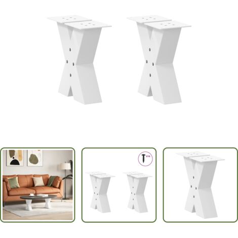 X-Form -  Couchtischbeine X-Form 2 Stk. Weiß 40x(30-31) cm Stahl