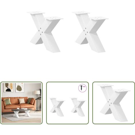 X-Form -  Couchtischbeine X-Form 2 Stk. Weiß 60x(30-31) cm Stahl