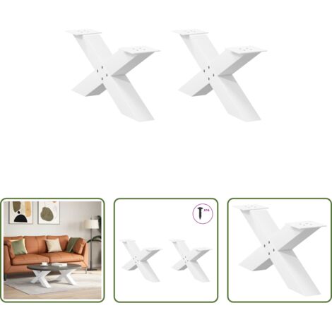 X-Form -  Couchtischbeine X-Form 2 Stk. Weiß 70x(30-31) cm Stahl