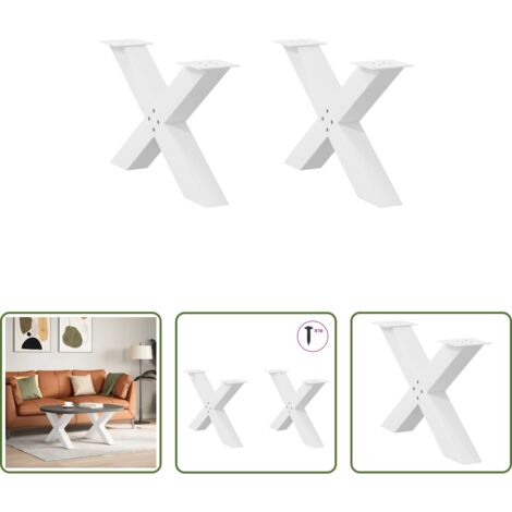 X-Form -  Couchtischbeine X-Form 2 Stk. Weiß 70x(42-43) cm Stahl