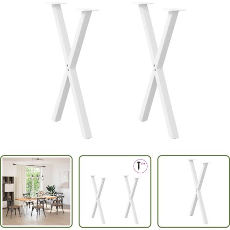 X-Form -  Esstischbeine X-Form 2 Stk. Weiß 50x(72-73) cm Stahl