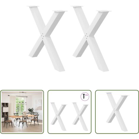 X-Form -  Esstischbeine X-Form 2 Stk. Weiß 90x(72-73) cm Stahl