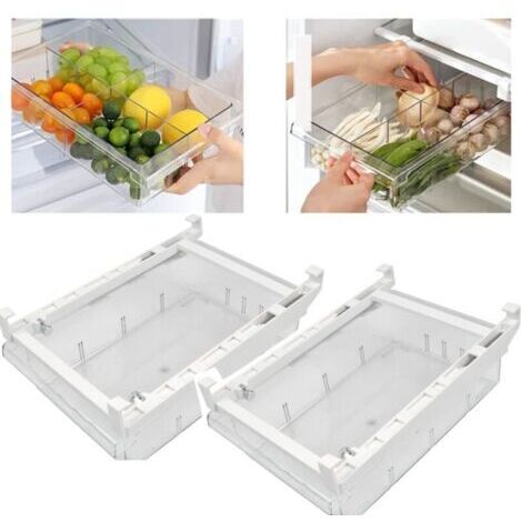 x Fridge Drawer Fridge Storage Box, 30.5 x 20 x 9.5 cm, Expandable Transparent Fridge Storage Box for Fridge Drawer