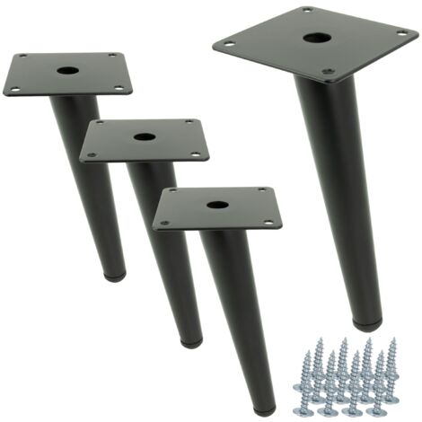 x Gamba per mobili, perno obliquo, nero, 18 cm