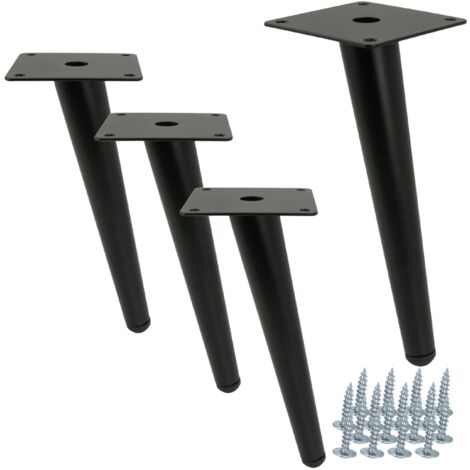 x Gamba per mobili, perno obliquo, nero opaco, 20 cm
