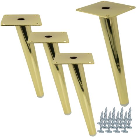 x Gamba per mobili, perno obliquo, oro chiaro, altezza 20 cm