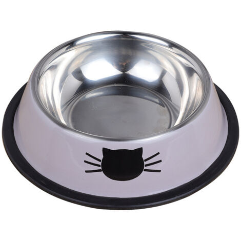x Gamelle en acier inoxydable pour chat ou chiot avec base antidérapante - Accessoires pour animaux de compagnie