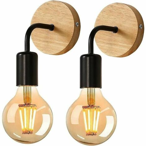 x Innenwandleuchte, industrielle Holzwandleuchte, Retro-Wanddekoration, Wandleuchten für Wohnzimmer, Schlafzimmer (Glühbirnen nicht im Lieferumfang enthalten), Weiß