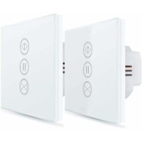 ２x Interrupteur Volet Roulant Connecté, Ouverture Réglable, Commutateur Rideau Stores WiFi, Compatible avec Alexa Google Home pour Commande Vocale, Minuterie Intelligent Moteur Mural--