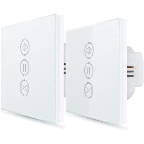 KCVV ２x Interrupteur Volet Roulant Connecté, Ouverture Réglable, Commutateur Rideau Stores WiFi, Compatible avec Alexa Google Home pour Commande Vocale, Minuterie Intelligent Moteur Mural