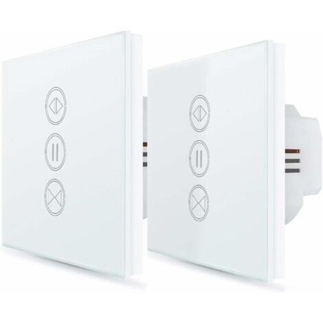 ２x Interrupteur Volet Roulant Connecté, Ouverture Réglable, Commutateur Rideau Stores WiFi, Compatible avec Alexa Google Home pour Commande Vocale, Minuterie Intelligent Moteur Mural--