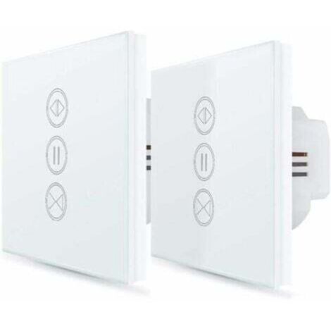 ２x Interrupteur Volet Roulant Connecté, Ouverture Réglable, Commutateur Rideau Stores WiFi, Compatible avec Alexa Google Home pour Commande Vocale, Minuterie Intelligent Moteur Mural--