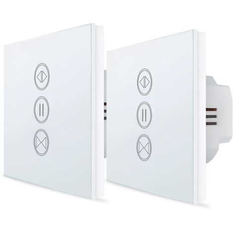 ２x Interrupteur Volet Roulant Connecté, Ouverture Réglable, Commutateur Rideau Stores WiFi, Compatible avec Alexa Google Home pour Commande Vocale, Minuterie Intelligent Moteur Mural