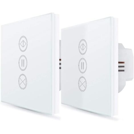 ２x Interrupteur Volet Roulant Connecté, Ouverture Réglable, Commutateur Rideau Stores WiFi, Compatible avec Alexa Google Home pour Commande Vocale, Minuterie Intelligent Moteur Mural