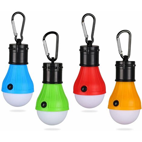 x lampe de camping LED, lanterne de camping, lampe de tente, jeu d'ampoules, éclairage de secours avec mousqueton, lanterne de camping étanche et portable