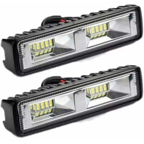 x LED-Arbeitsscheinwerfer, 12 V, 24 V, 16 LEDs, 48 W, Arbeitsscheinwerfer, Offroad-Arbeitsscheinwerfer, IP67, wasserdicht, Tiefe für Motorrad, Traktor, Auto, LKW, ATV, SUV (48 W)
