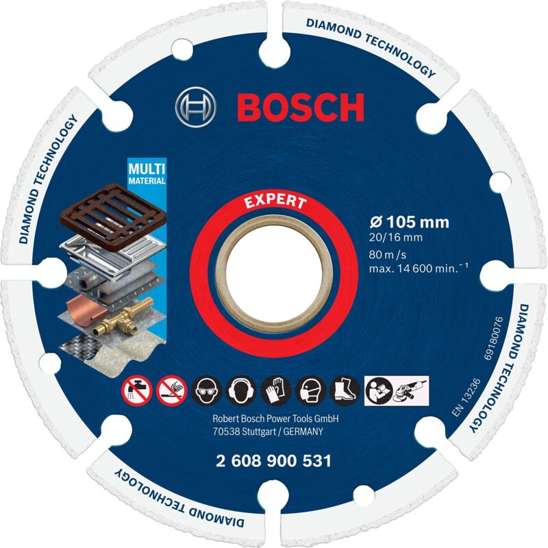 Bosch - Professional 1x Expert Diamond Metal Wheel (per Ghisa, ø 105 mm, accessorio Smerigliatrice angolare piccola, Taglierina per marmo)